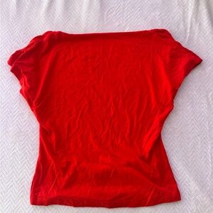SHEIN Bright Red Short Sleeve Tee Backless